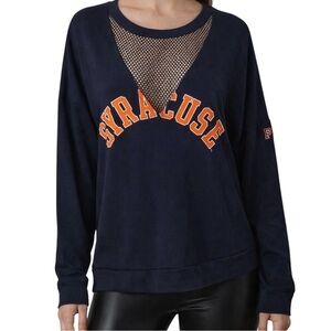 Victoria’s Secret PINK Syracuse Navy Mesh Inset Collegiate V-Neck Sweatshirt L